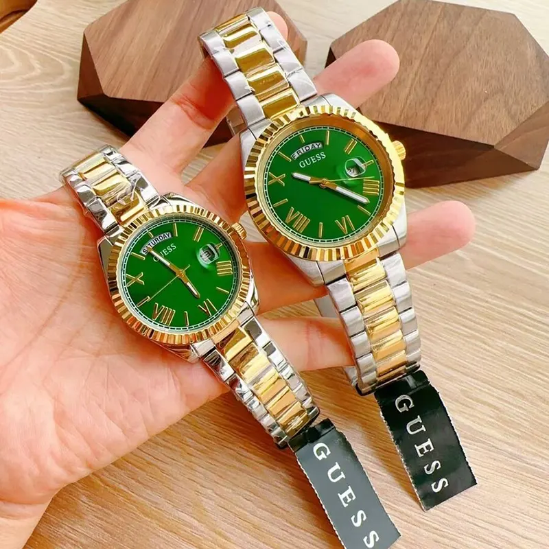 Guess Connoisseur Green Dial Two-tone Couple Watch- GW0265G8/GW0308L5